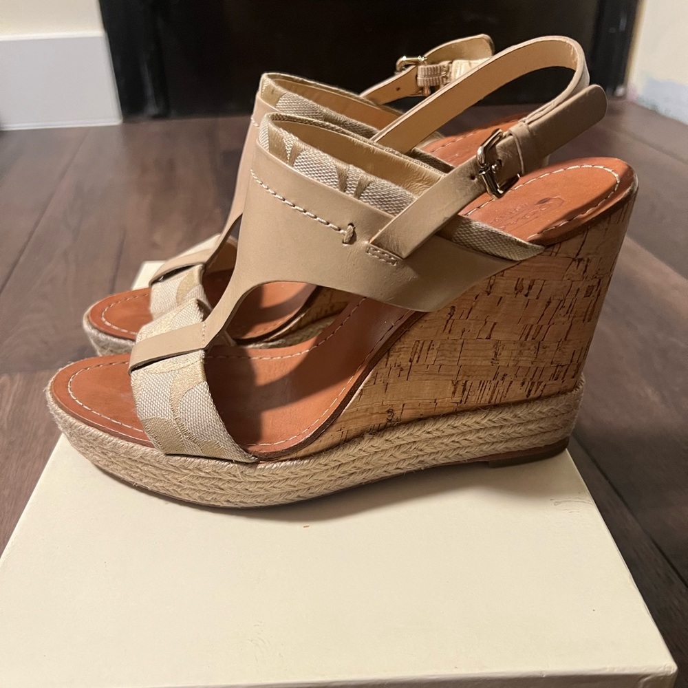 Coach Light Khaki Vachetta Sandals